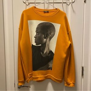 Zara crewneck sweatshirt with digital print and lettering on sleeve